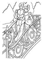 coloriage cendrillon descend les escaliers avec le prince